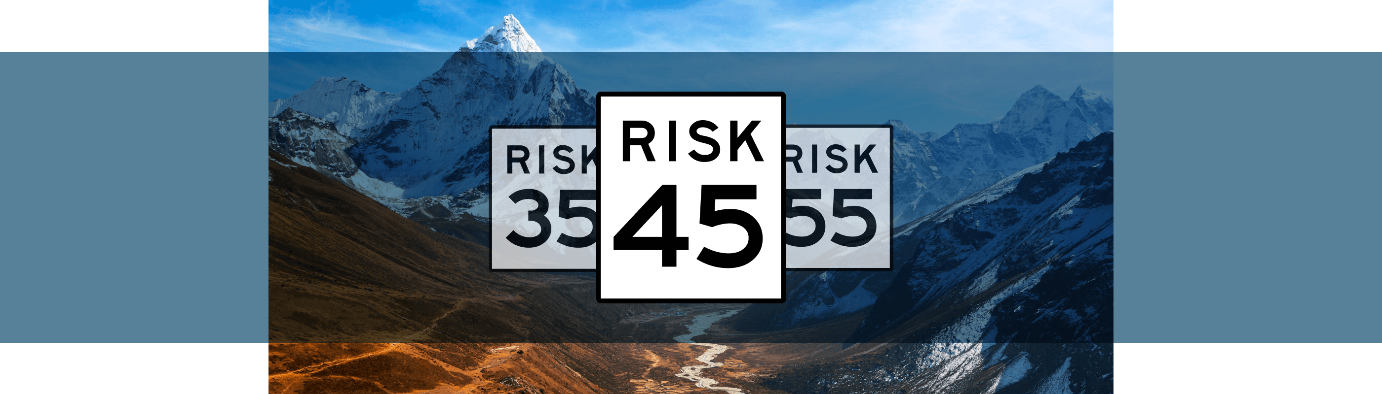Mountain range backdrop with numbered tiles in foreground