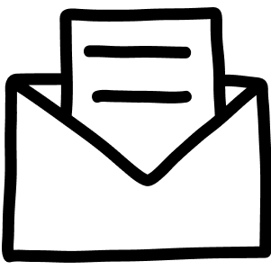 An icon of an envelope with paper sticking out.