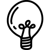 A drawing of a lightbulb.