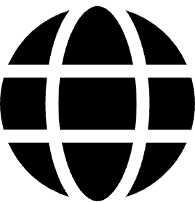 An icon of a planet, referencing an internet link.