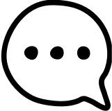 A drawing of a cartoon word bubble containing an ellipsis. 
